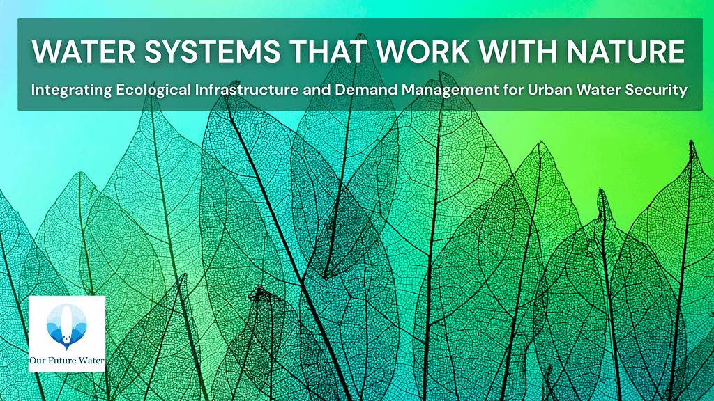 Nature-based water systems illustrating ecological infrastructure and demand management for urban water security.