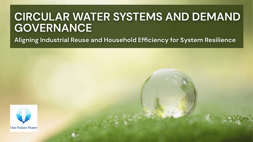 Glass globe on green grass symbolizing circular water systems, sustainability, and integrated resource management